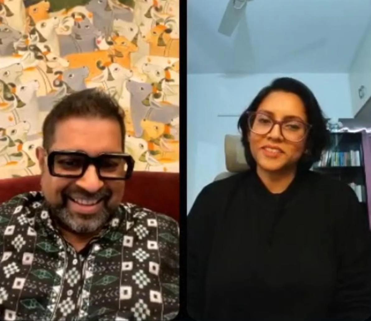 Priya in a video conversation with another speaker
